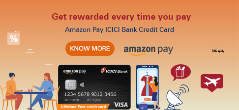Image of a banner from ICICI Bank explaining on how to get rewarded every time you make a purchase from this card
